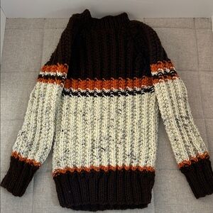 Chunky Knit Sweater with Stripes vintage. Hand made.